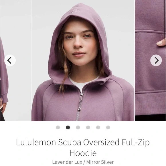 Lululemon Scuba Oversized Full-Zip Hoodie Lavender Lux / Mirror Silver NWT XS/S - Picture 3 of 5
